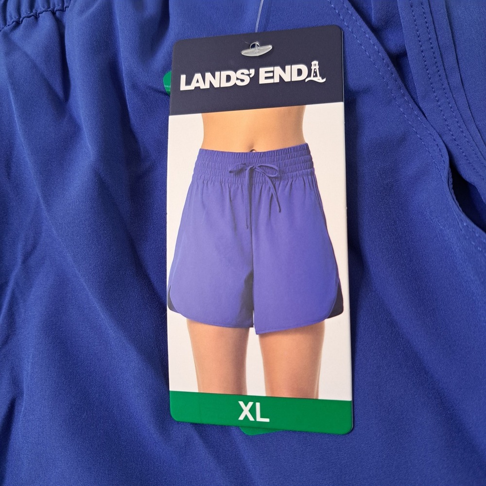 Lands End Active Shorts Womens XL Blue NWT UPF 50 Quick Dry Pockets 1495-182